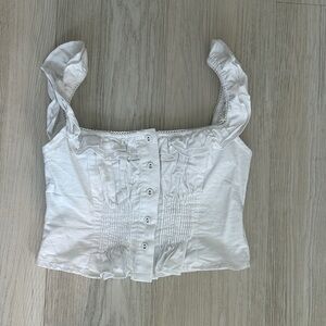 Princess Polly White Smocked Sleeveless Blouse